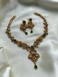 Flower leaf AD Necklace with earrings