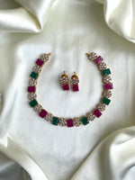 Simple AD Floral Choker with earrings in 4 colours