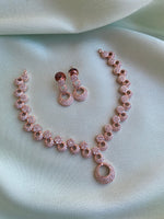 Rosegold Circle Necklace with Earrings