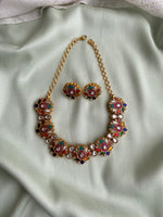 Pure Jadau kemp Lotus Necklace with earrings