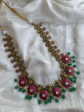Pure kemp Brass Lakshmi Long Haram with Earrings