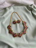 Pure Jadau kemp Lotus Necklace with earrings