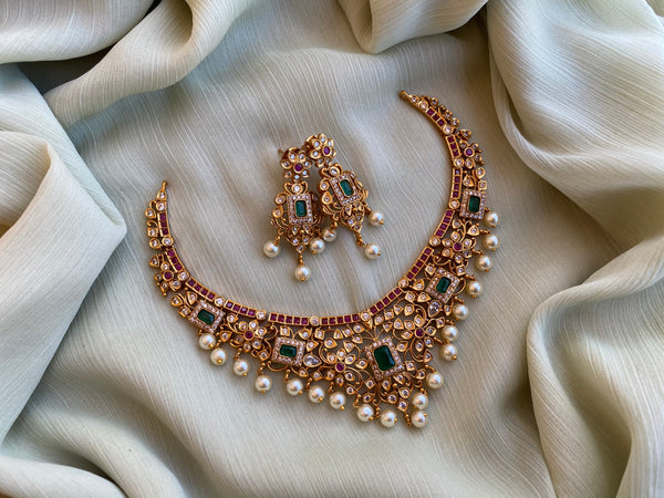 Three layer round design AD long earrings with tear drop tassel – Odara  Jewellery