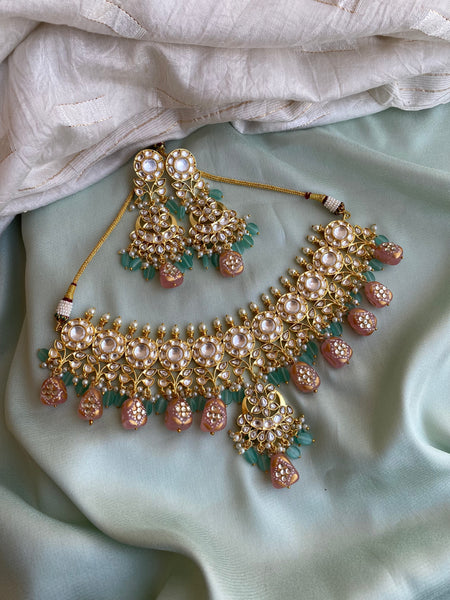 Pure Jadau Kundan Necklace with earrings Daivik.in