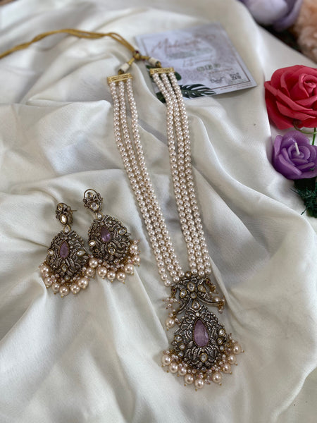 Victorian Pearl purple Haram with earrings