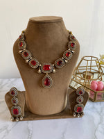 Victorian Stone necklace with earrings in 2 colours