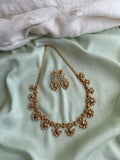 Gold Finish AD Necklace with Backchain and earrings
