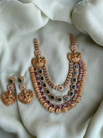 Layered Lakshmi short Haram with earrings