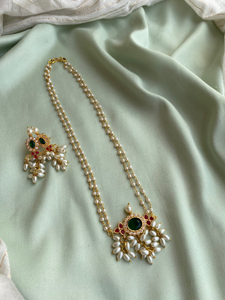 Mid Length Pearl Haram with Earrings