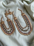 Lakshmi Layered Short And Long Haram With Earrings Bridal Collections