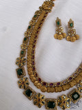 Two Layered Lakshmi Coin Long Haram With Earrings Neckwear/necklace