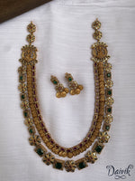 Two Layered Lakshmi Coin Long Haram With Earrings Neckwear/necklace